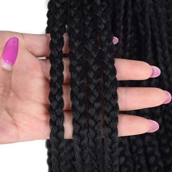 Crochet Braids Natural Black Hair Extensions 24" Synthetic 176 Strands Bundle